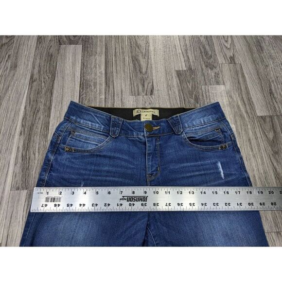 Democracy Women Size 6 Pockets "Ab" Solution Distressed Cropped Denim Blue Jeans - Picture 6 of 9
